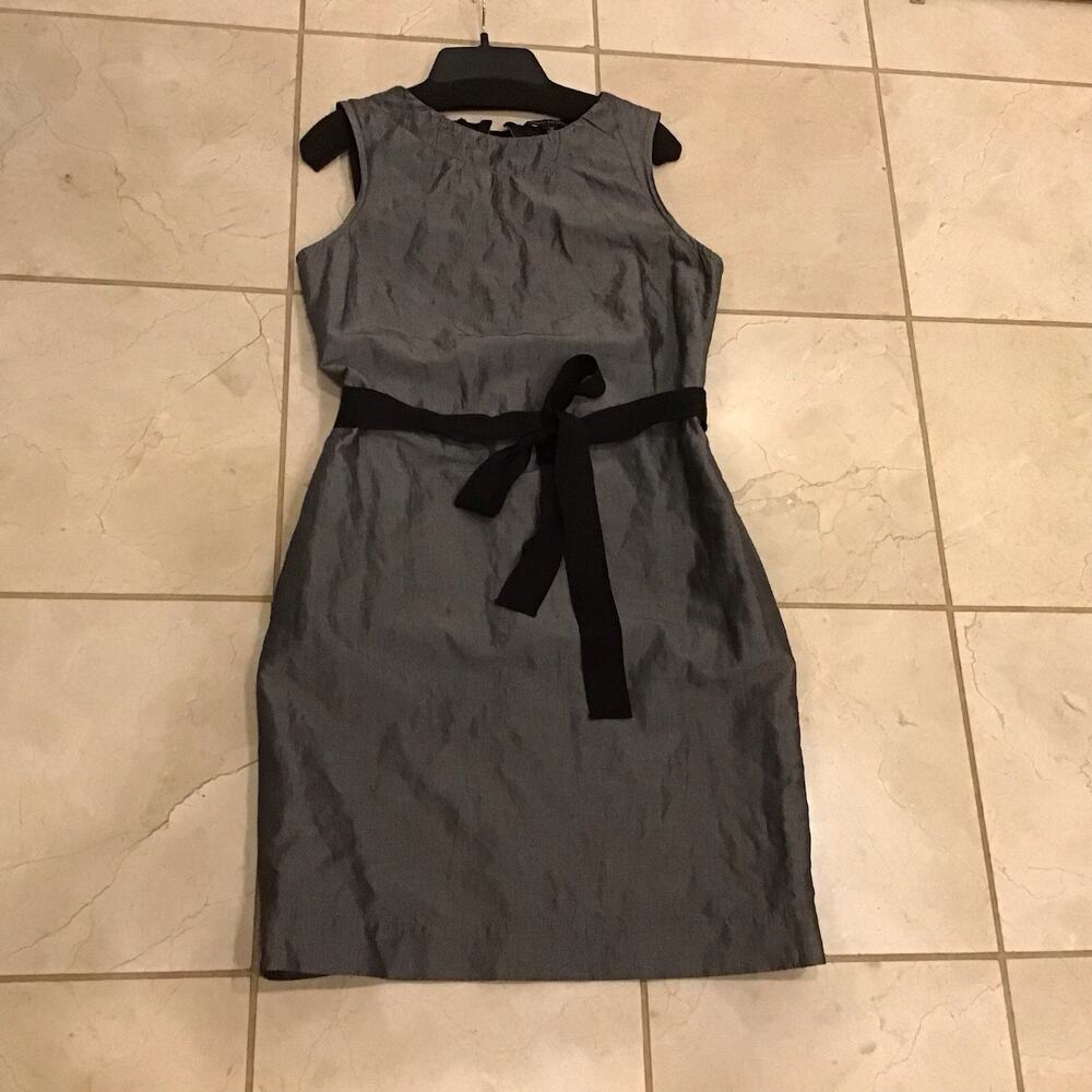 Banana Republic Metallic Silver Dress Sz4 Tall Classic Money Minimalist Cocktail